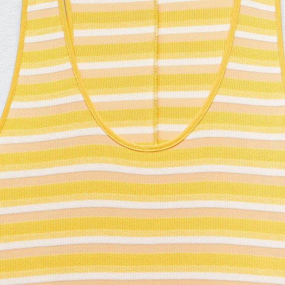 NWT Zara Sleeveless Ribbed Knit Striped Dress Yellow Size Small - Picture 2 of 8